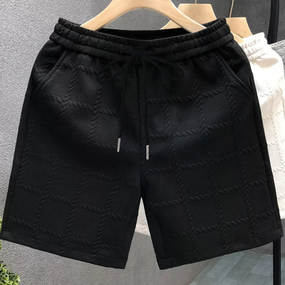 Herrshorts med Präglat Rutmönster – Modern Sportig Stil för Fritid och Träning