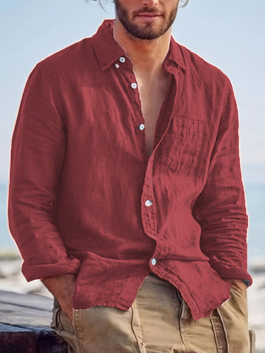 Herr Skjorta Casual Stil med Knäppning – Perfekt för Vardag och Fritid