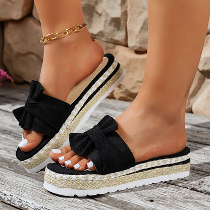 Dam Sandaler med Rosett, Plattform, Slip-in, Perfekt för Sommar och Semester