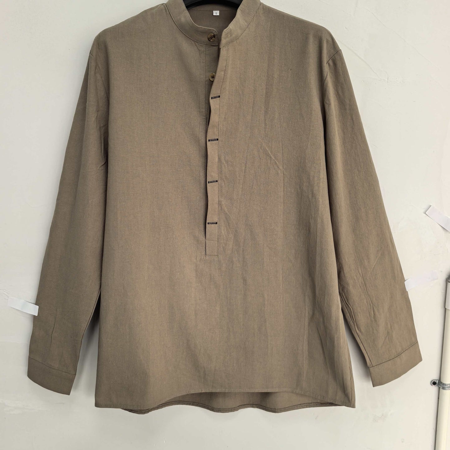 Herr Skjorta Henley Långärmad Avslappnad Modern Stil