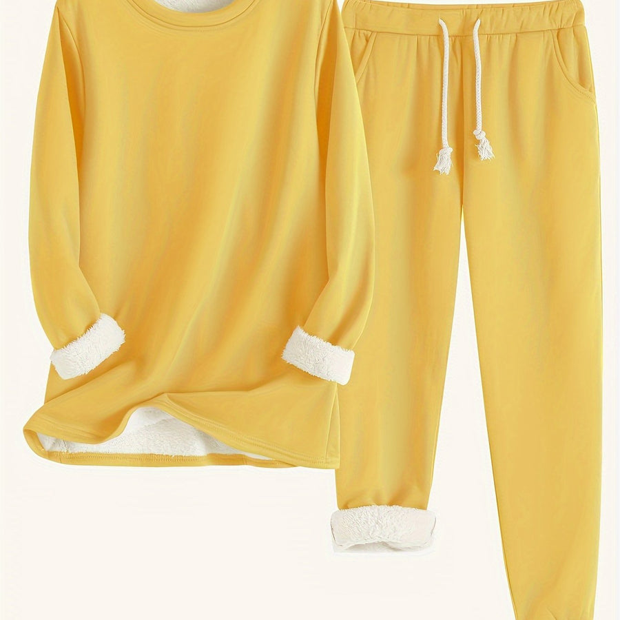 Women's Fleece-Lined Sweatshirt & Jogger Set