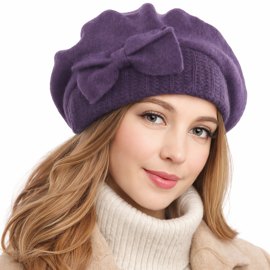 Women's Bow Accent Beret Hat