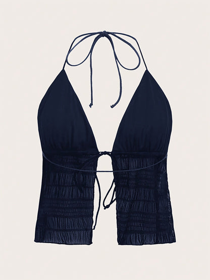 Dam Halterneck Ruched Party Camisole Topp – Trendigt Festmode