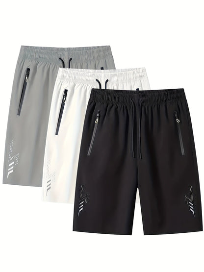 Herrar Sportiga Shorts med Dragkedjefickor – Perfekt för Träning, Löpning och Fritid