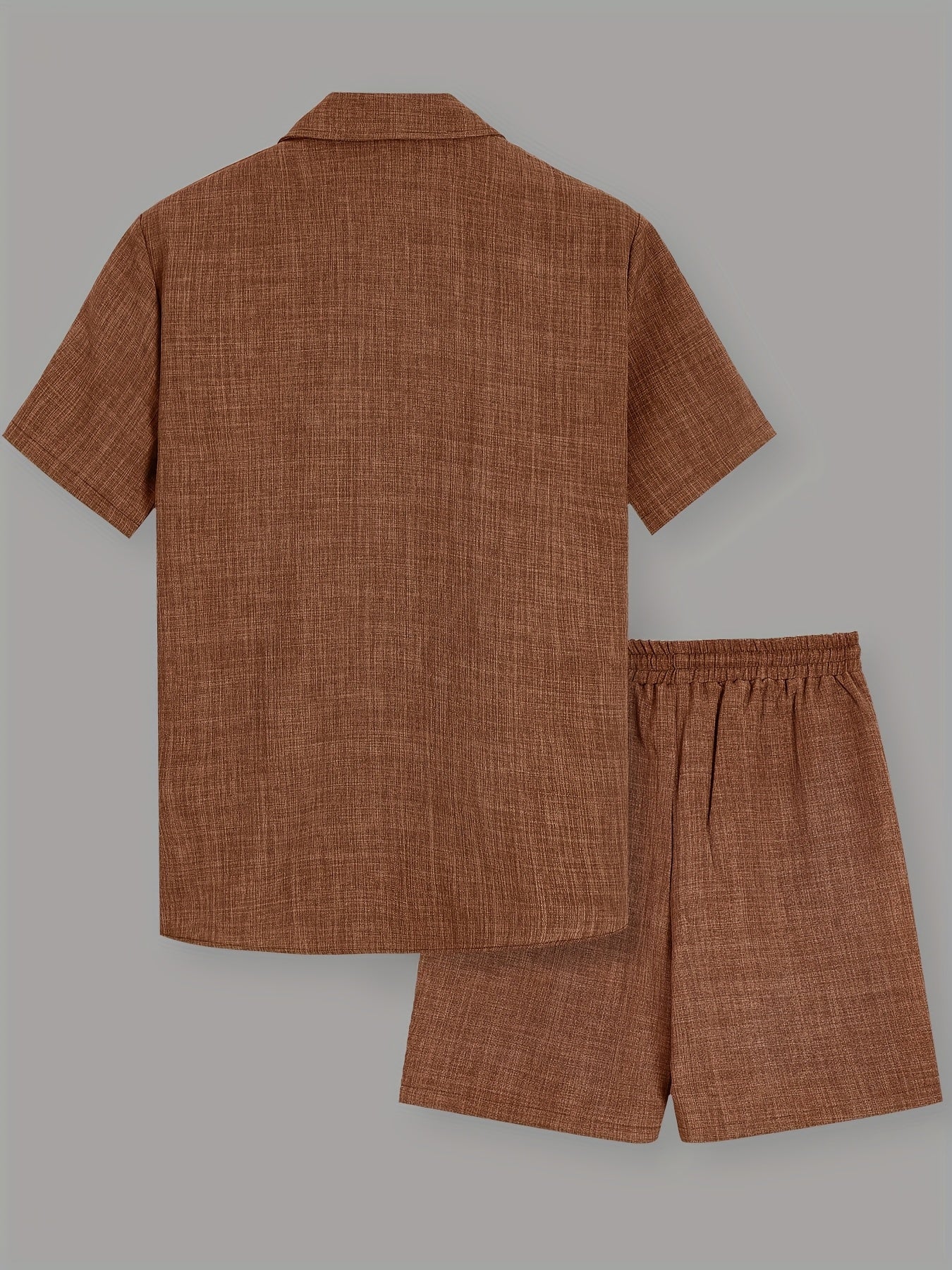 Herr Kortärmad Skjorta och Shorts Set – Avslappnad Sommarlook för Fritid och Semester