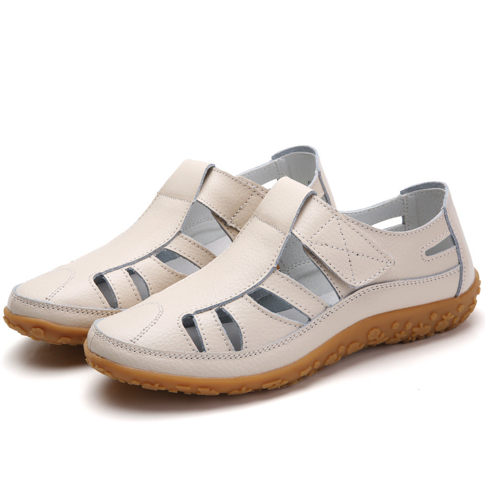 Kate – Sommarhandmade Retro Mjuk Sula Veganläder Velcro Avslappnade Skor