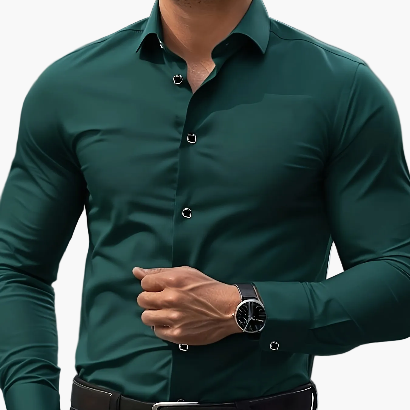 Herrskjorta Slim Fit Elegant Stil för Affär och Fest