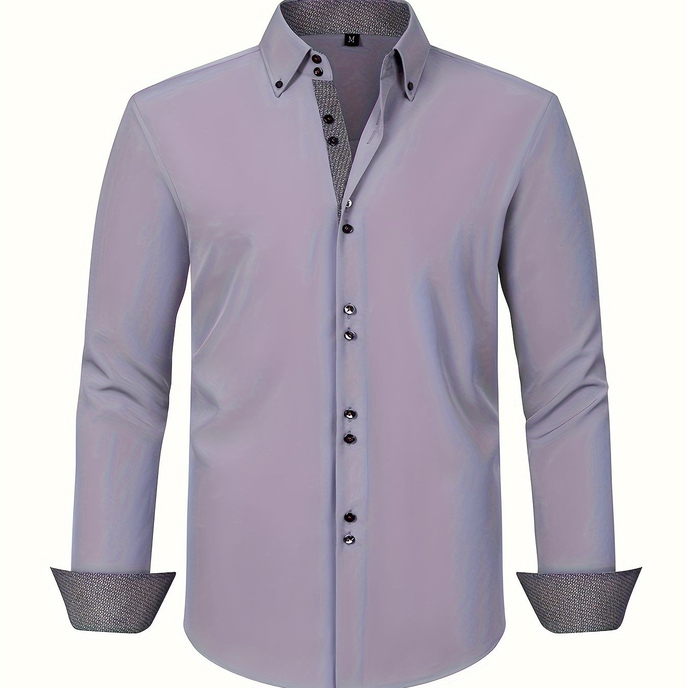 Herrskjorta Elegant Affärslook Långärmad Slim Fit – Perfekt för Kontor och Fest