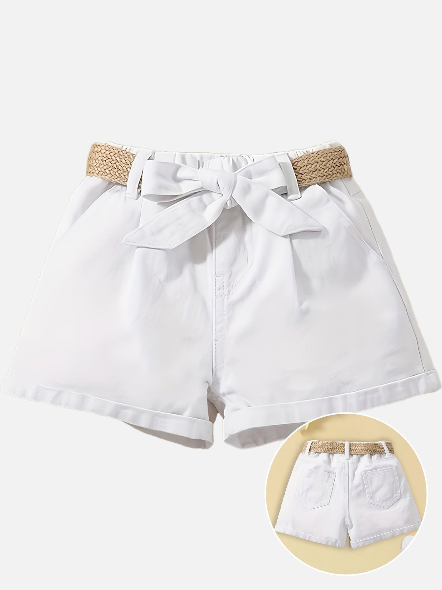 Dam Paperbag Shorts med Hög Midja och Flätat Bälte – Elegant Sommarstil