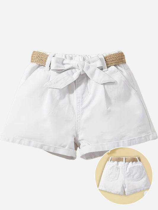 Dam Paperbag Shorts med Hög Midja och Flätat Bälte – Elegant Sommarstil