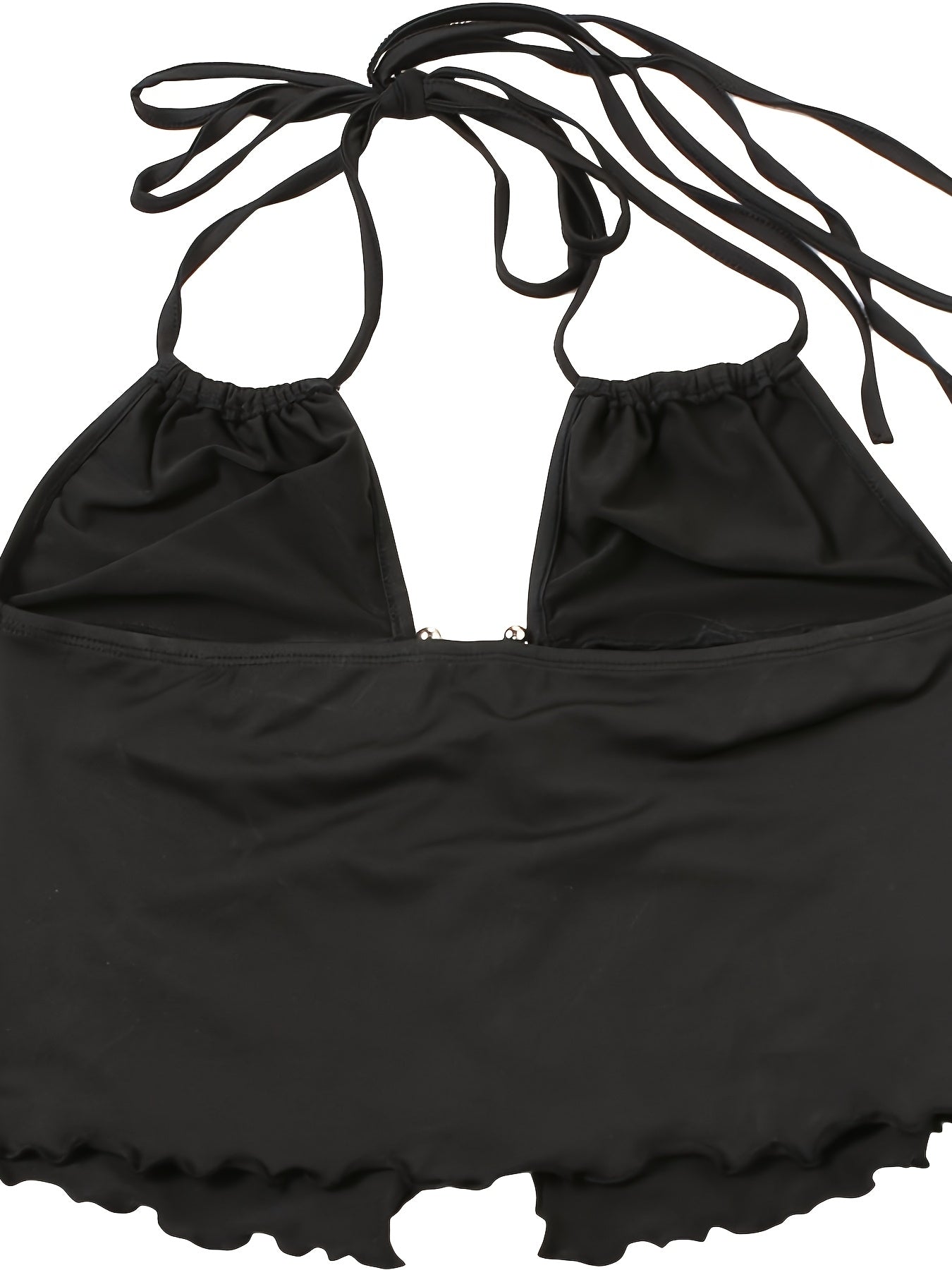 Dam Halterneck Festtopp med Ringdetalj – Modern Partylook och Trendig Design