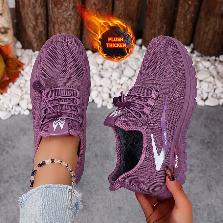 Vinterfodrad Löparsko med Snörning i Mesh, Rosa