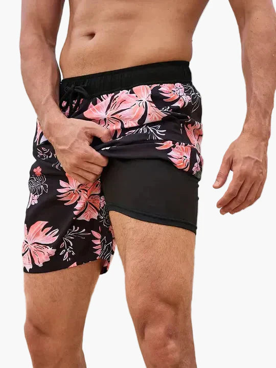 Herrarnas badshorts med innerbyxa – Snabbtorkande, sportig strandstil för aktiva dagar