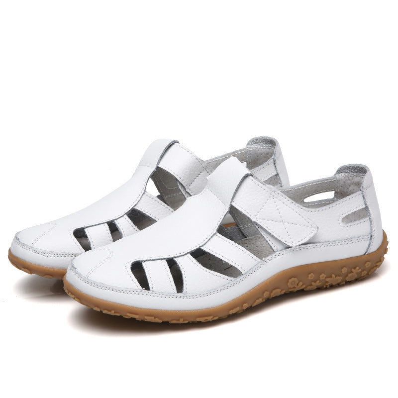Kate – Sommarhandmade Retro Mjuk Sula Veganläder Velcro Avslappnade Skor