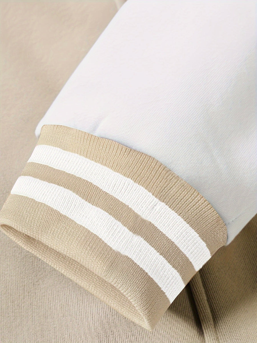 Unisex Baseballjacka & Byxor Set med Tryck Svart Vit