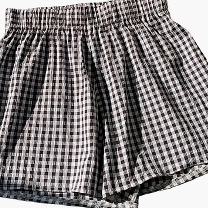 Damshorts med hög midja, randigt mönster, elegant sommarstil