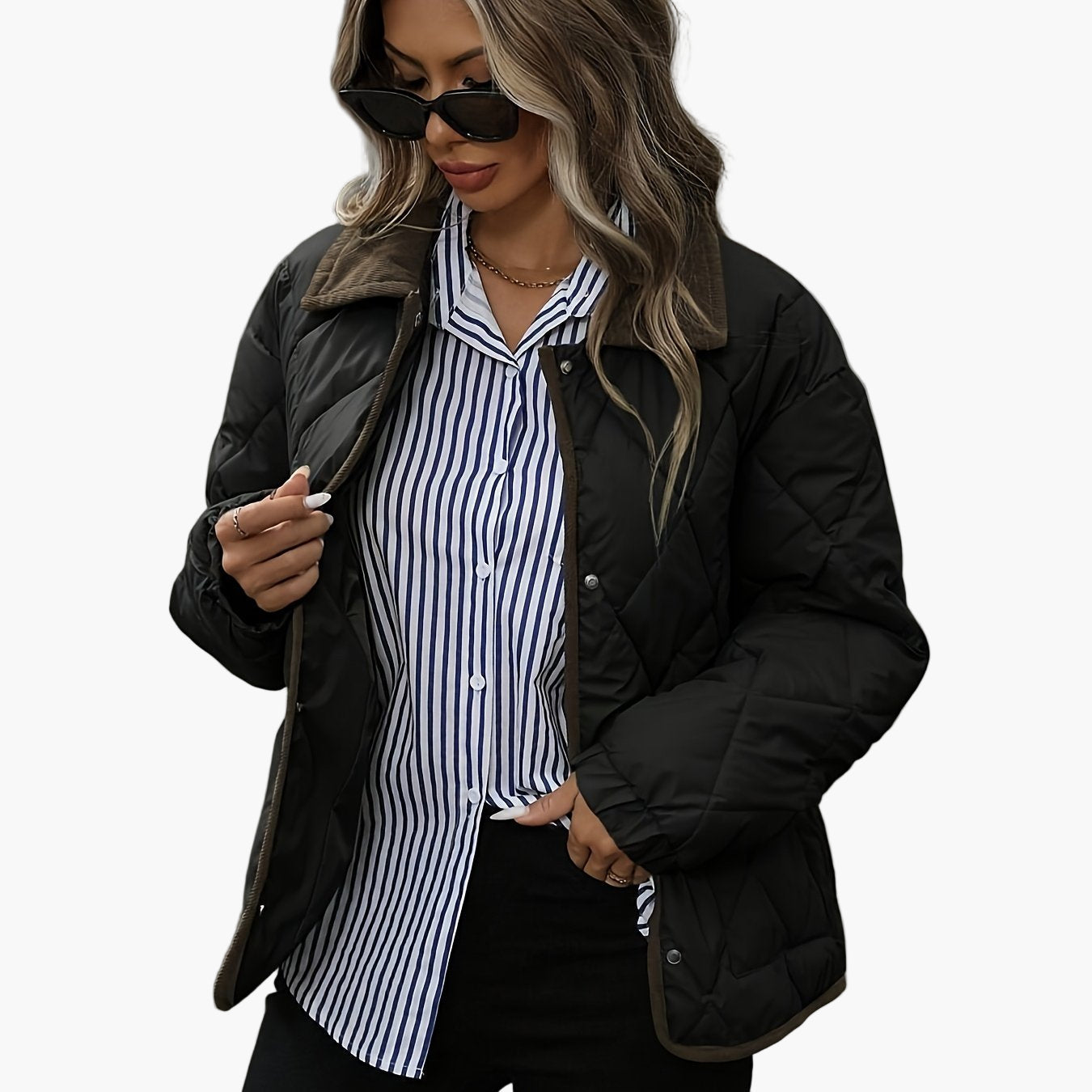 Dam Quilted Vintage Jacka för Vardagsbruk och Höstmode