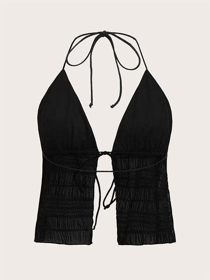 Dam Halterneck Ruched Party Camisole Topp – Trendigt Festmode