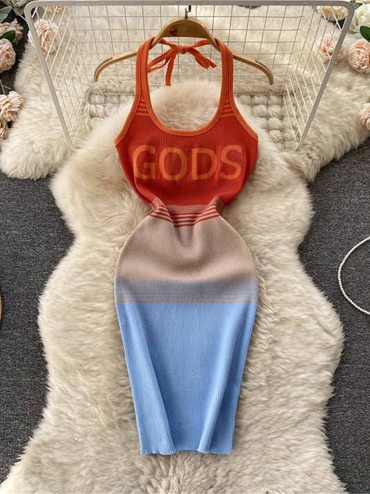 Dam Bodycon Klänning med Grafiskt Tryck och Sportig Design för Trendiga Tillfällen