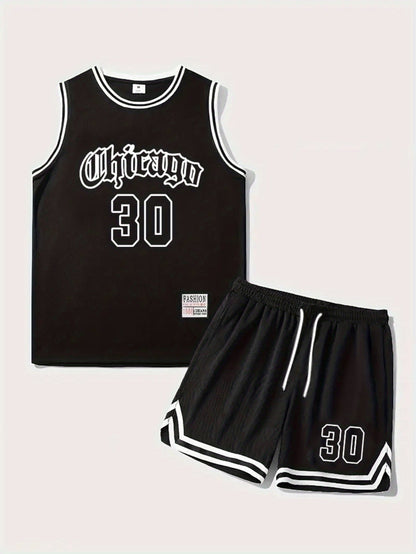 Herrarnas basketset – sportigt Chicago-inspirerat linne och shorts, perfekt för träning och fritid