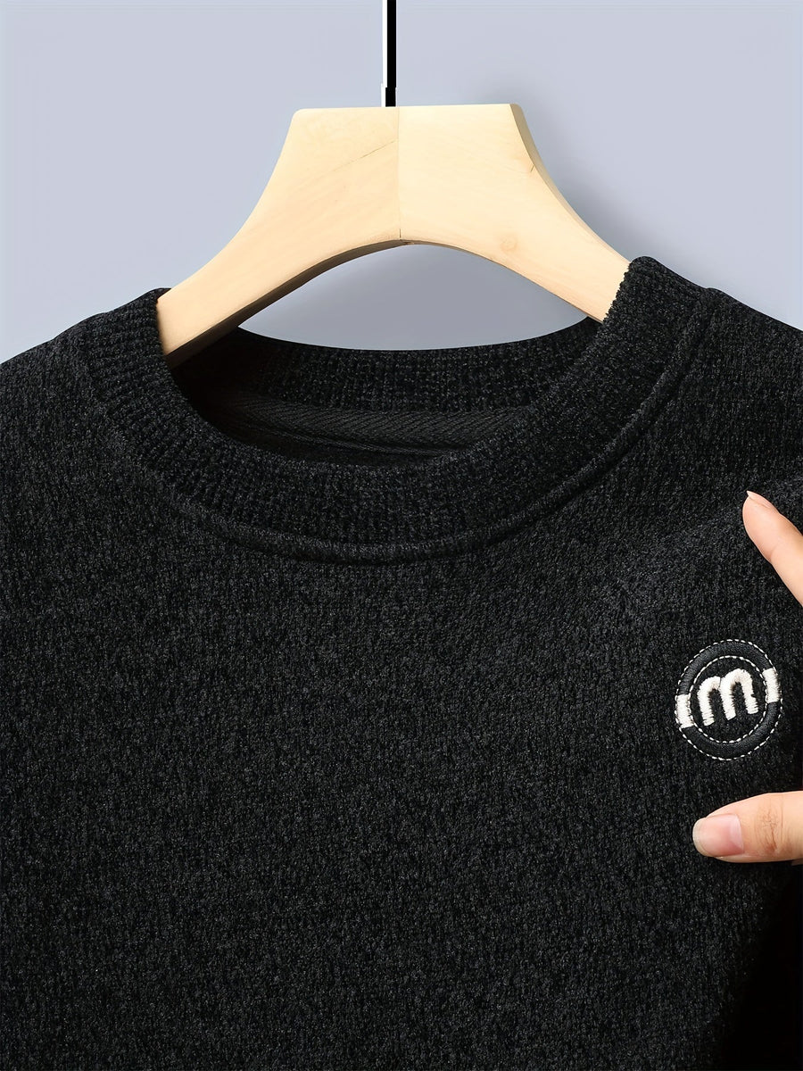 Mjuk Sweatshirt med Rund Hals och Fodrad Insida, Herr
