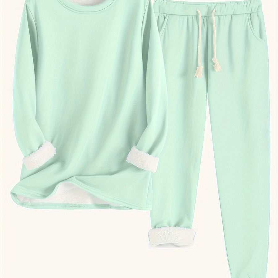 Women's Fleece-Lined Sweatshirt & Jogger Set