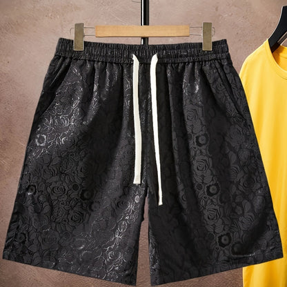 Herrshorts med jacquardmönster och blommig design – modern avslappnad stil
