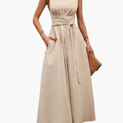 Dam Jumpsuit Elegant Ärmös Vid Benslut Sommar Fest och Vardag
