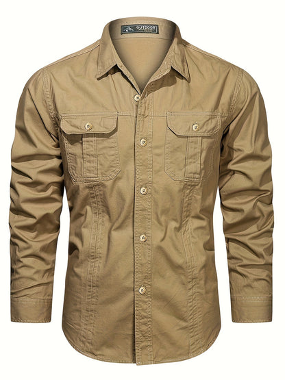 Herrskjorta Outdoor Casual med Fickor – Långärmad, Allround och Stilren