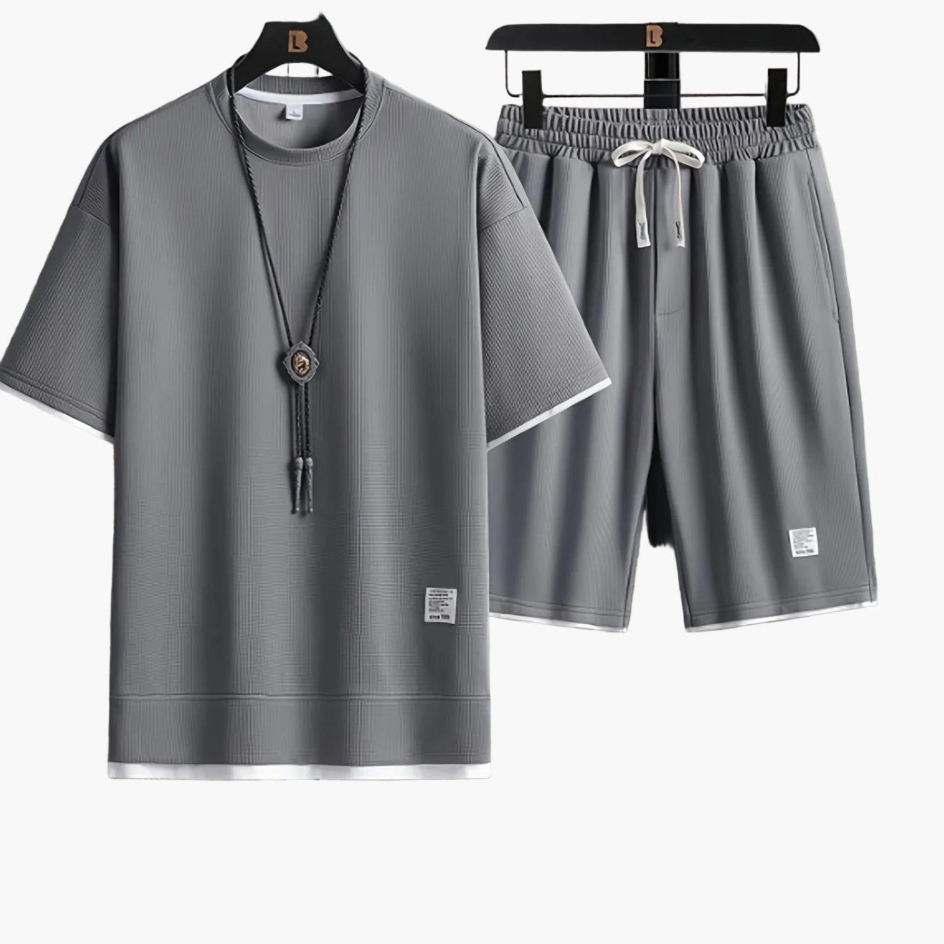 Herrset Lounge – T-shirt och Shorts, Modern Avslappnad Stil