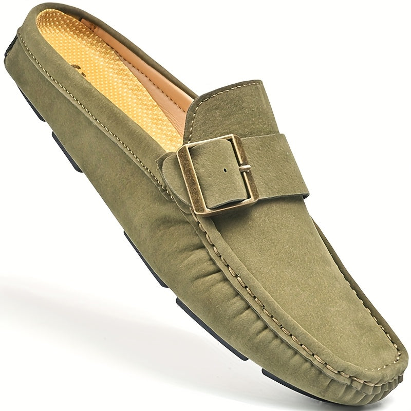Herr loafers med öppen häl och spänne – Elegant slip-on för vardag och fest