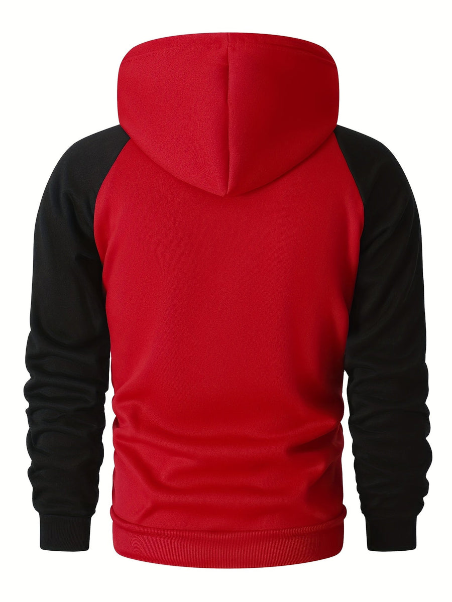 Hoodie med raglanärm och känguruficka, tvåfärgad