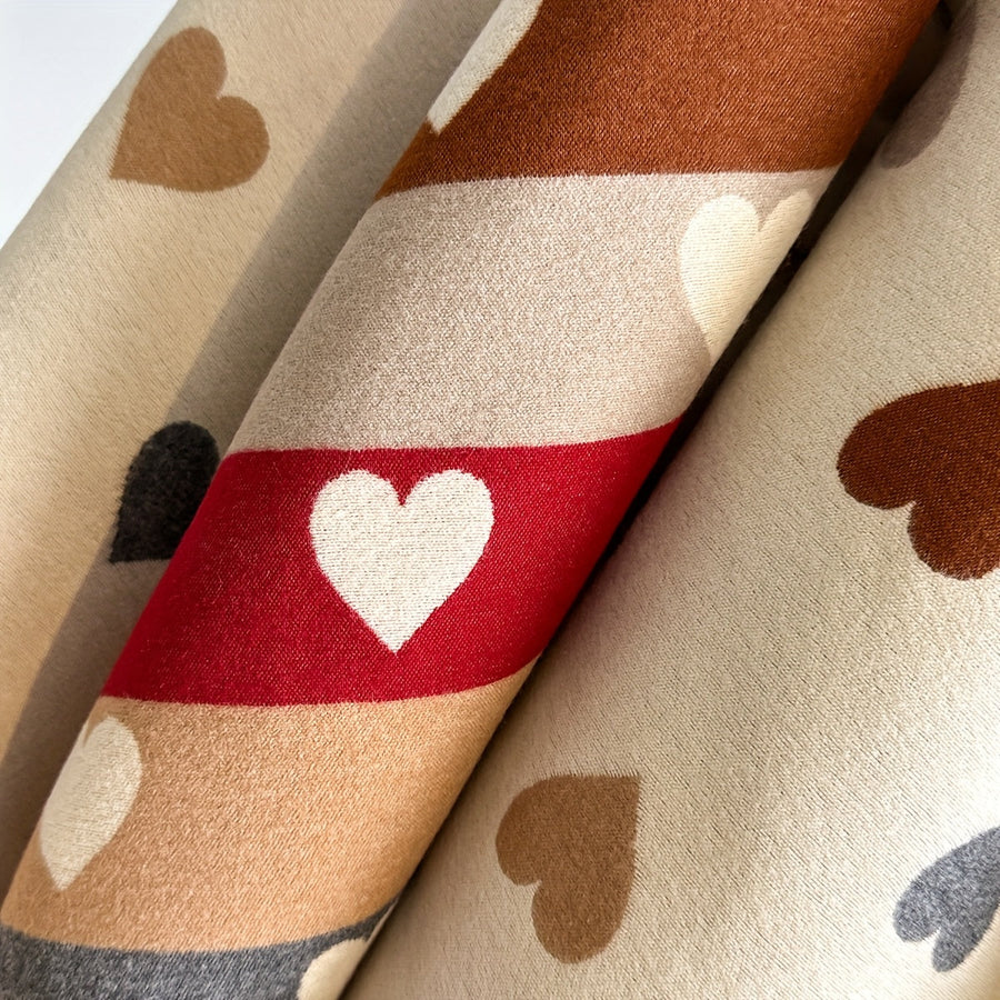 Hjärta Halsduk i mjukt material med fransar, Beige/Mångfärgad