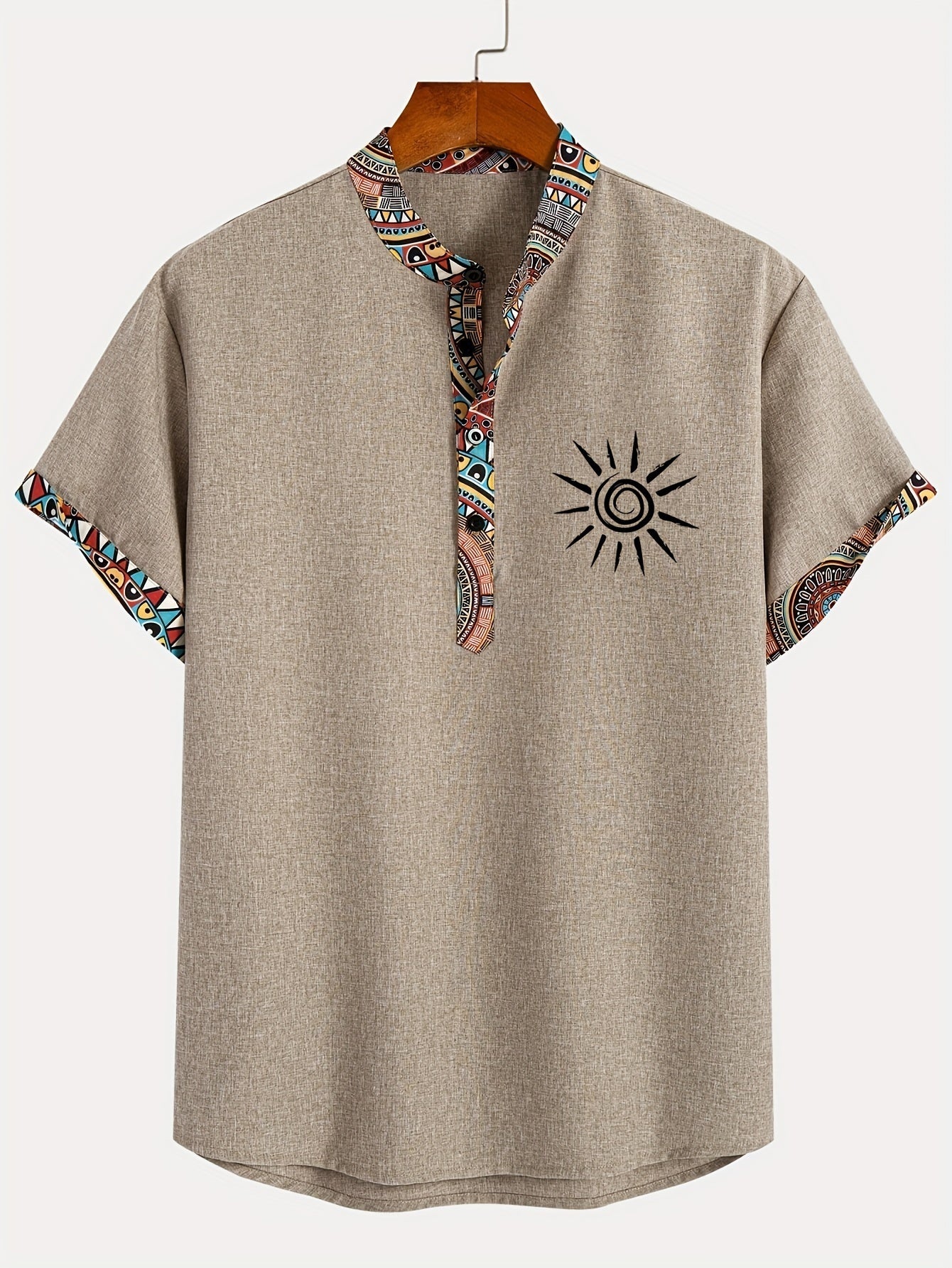 Herr T-shirt med etnisk mönster och avslappnad passform – Perfekt för sommar och vardag