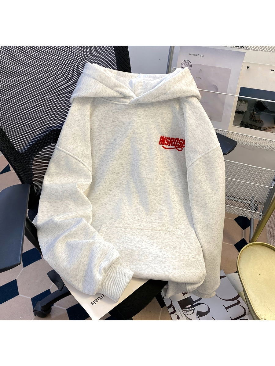 Hoodie med stor text på huva, unisex