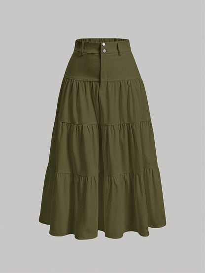 Dam Kjol A-linje Elegant Hög Midja Vår/Sommar