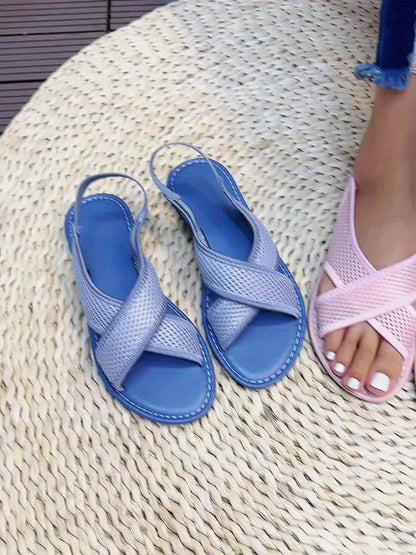 Damers trendiga slip-in sandaler med korsade remmar för sommar och vardag