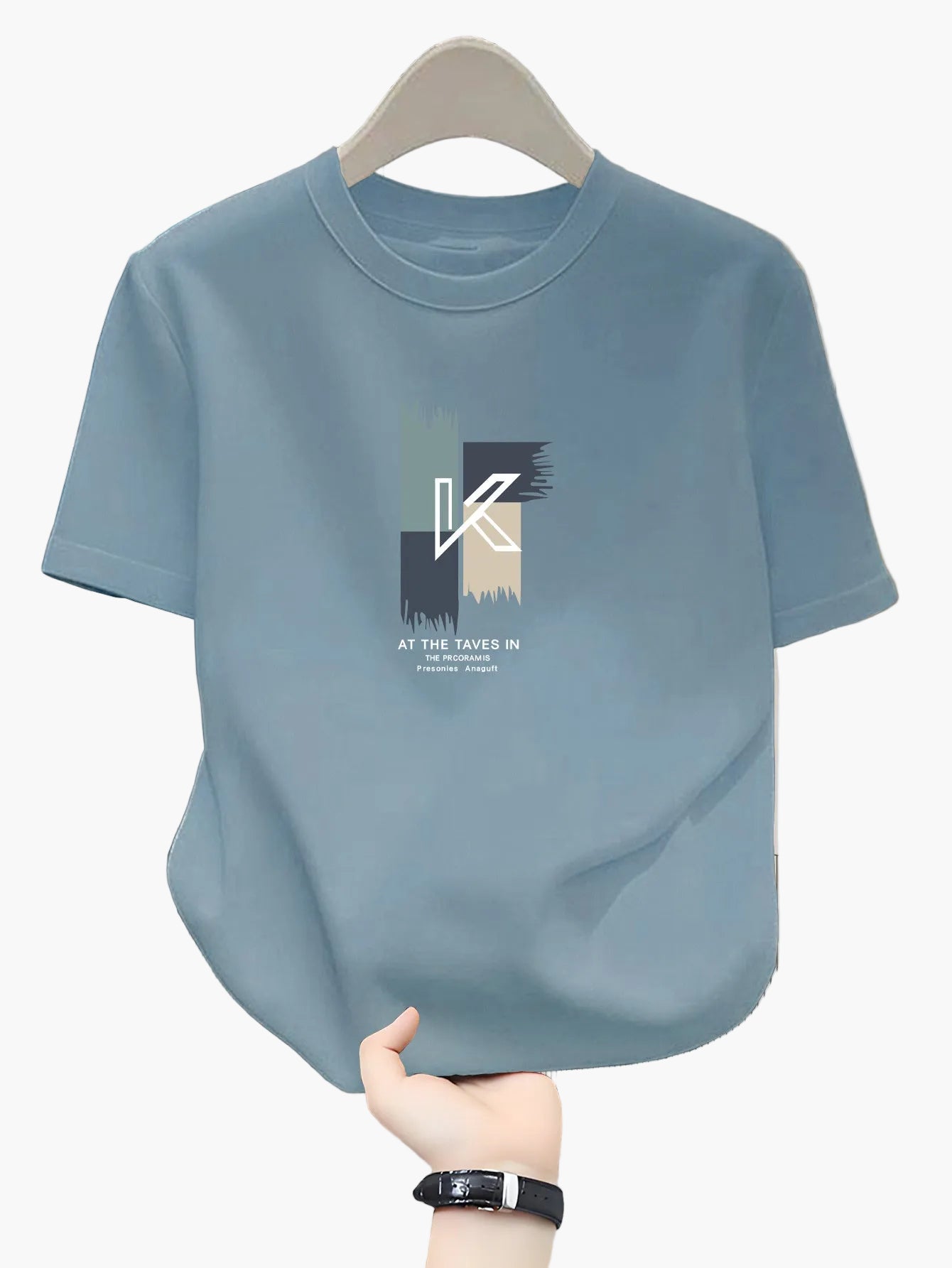 Herr T-shirt med tryck och modern bokstavsdesign – Perfekt för vardag och avslappnad stil