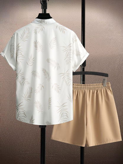 Herrset med tropisk skjorta och shorts – Sommaroutfit avslappnad stil