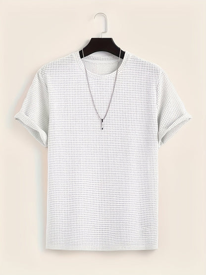 Herr T-shirt med modern nätstruktur och avslappnad passform – Perfekt för vardag och semester
