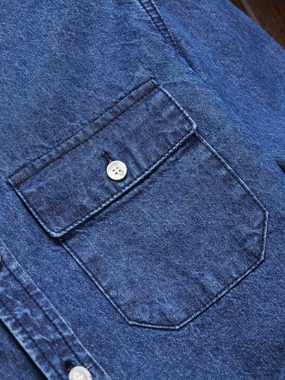 Herrskjorta Jeansstil – Klassisk Ledig Skjorta för Vardagsbruk och Helger