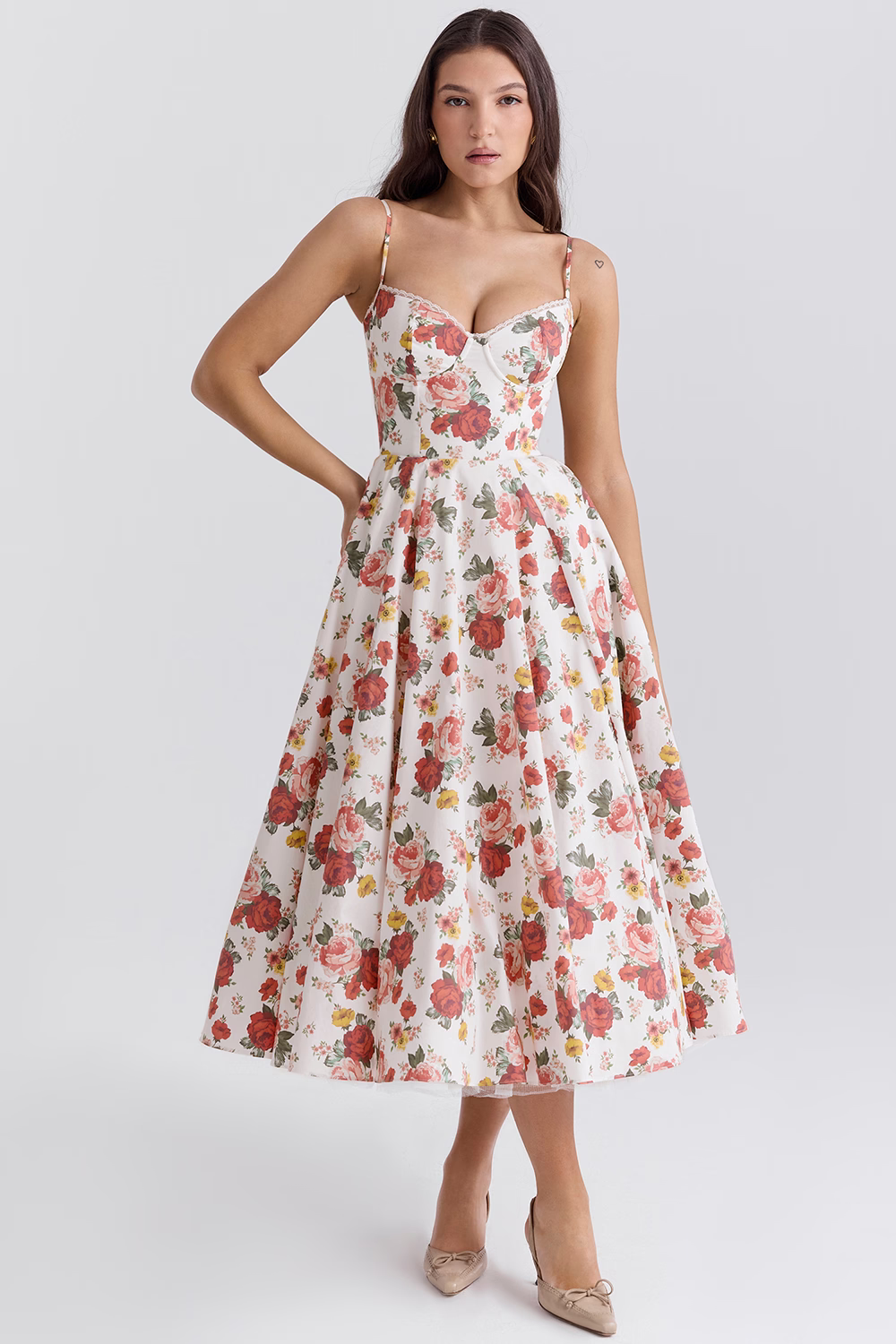 Damklänning Festklänning Elegant Vintage Stil Balklänning med Markerad Midja och Vid Kjol