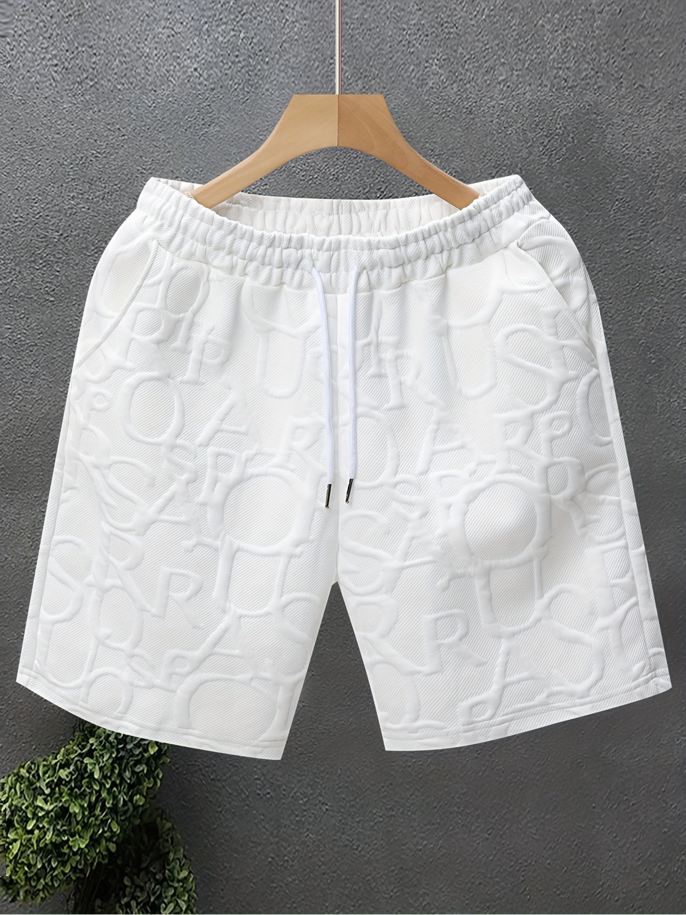 Herrshorts Avslappnad Stil Med Präglat Mönster För Fritid Och Träning