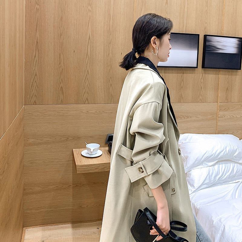 Dam Trenchcoat Lång Tvåfärgad Oversize Passform