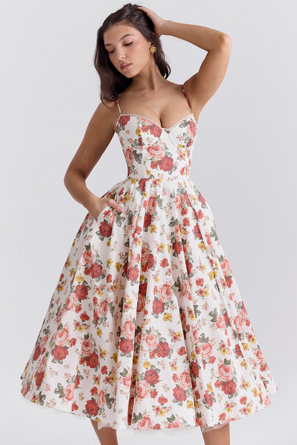 Damklänning Festklänning Elegant Vintage Stil Balklänning med Markerad Midja och Vid Kjol