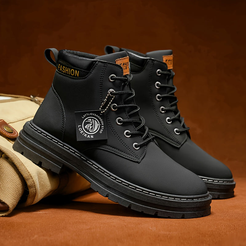 Herrkänga med snörning, tjock sula, svart