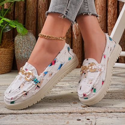 Damloafers med kedjedekor – Modern Slip-on för Vardagsbruk och Mode