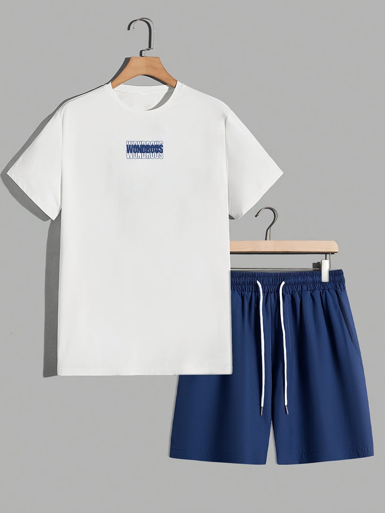 Herrset med T-shirt och Shorts, Modern Streetwear med Psykedeliskt Grafiskt Tryck, Avslappnad Passform