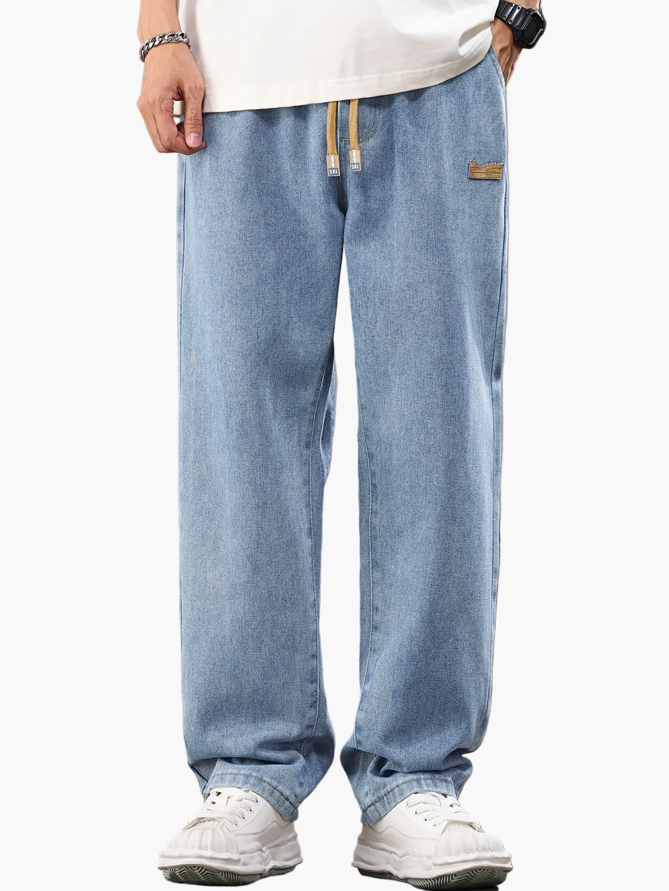 Herr Jeans Jogger Byxa Avslappnad Stil för Vardagsbruk
