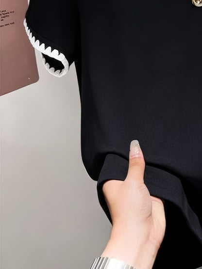 Dam Topp med Dekorativ Kant och Elegant Stil för Vardagsbruk och Fest